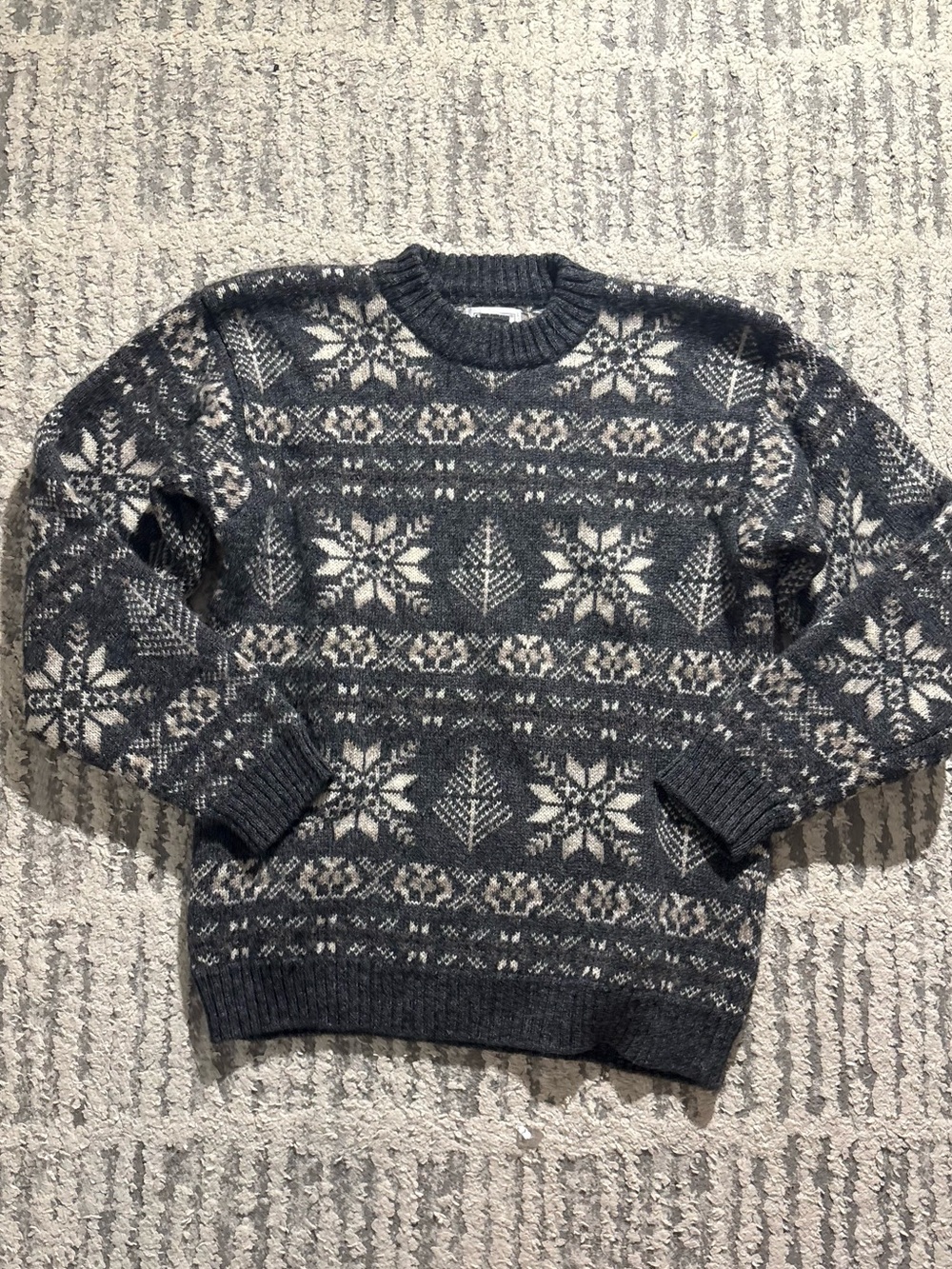 SKYR Vintage 100% Shetland wool gray white warm sweater size M